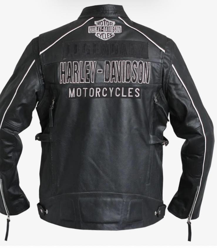 Harley Davidson embroidered retro leather jacket - Viper Motorcycles